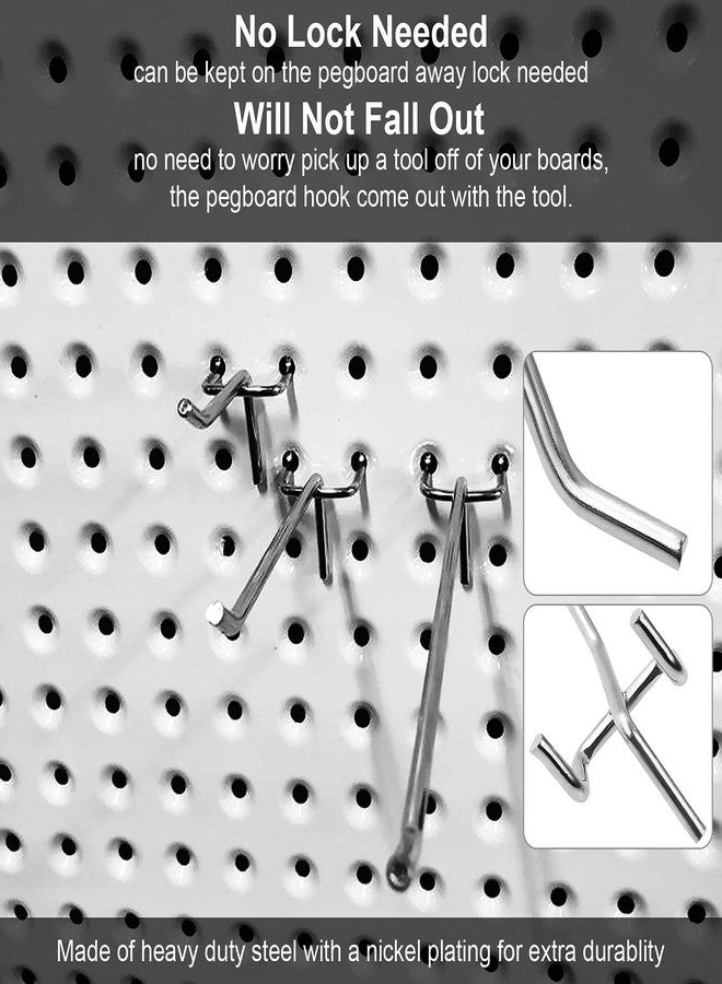 FengWu 60 Packs Metal Pegboard Hooks, 2/4/6 Inch Set, 1/8" Assortment for Tools, Jewelry, Shelving - Image 3